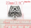 Picture of 10PCs Antique Silver Color Floral Carved Bail Beads for Wrap Scarf (Hole Size:15mmx7mm)