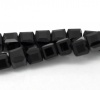 Immagine di Vetro Sciolto Perline Quadrato Nero Sfaccettato Circa 4mm x 4mm, Foro: Circa 1mm, lunghezza:43cm 2 Fili （Circa103 Pezzi/Treccia)