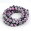 Picture of Glass Loose Beads Round Purple Pattern Drawbench About 10mm Dia, Hole: Approx 1mm, 82cm long, 2 Strands (Approx 80 PCs/Strand)