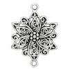 Immagine di Lega di Zinco Connettore Accessori Fiore Argento Antico Fiore Disegno Colore Placcato 4cm x 28mm, 20 Pz