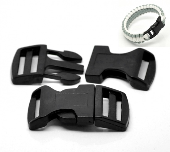 Imagen de ABS Grilletes para la supervivencia de la pulsera de Irregular,Negro 7cm x 3.2cm, 10 Juegos