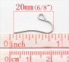 Bild von Eisen(Legierung) Ohrringe Ohrhaken Silberfarbe 20mm x 10mm, Drahtstärke: (22 gauge), 500 Stück