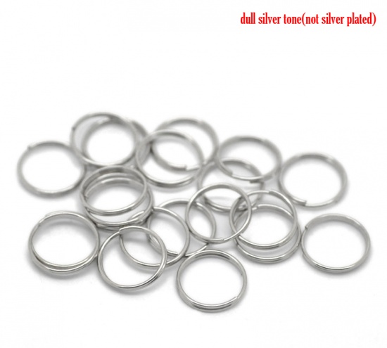 Picture of 0.7mm Iron Based Alloy Double Split Jump Rings Findings Round Silver Tone 12mm Dia, 500 PCs