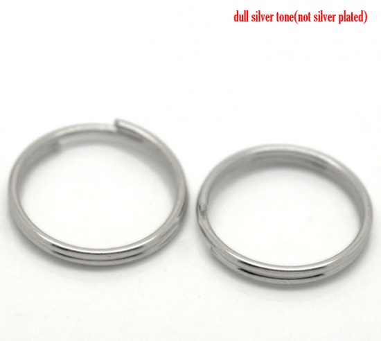 Picture of 1mm Iron Based Alloy Double Split Jump Rings Findings Round Silver Tone 16mm Dia, 200 PCs