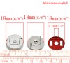 Picture of Magnetic Hematite Magnetic Snap Clasps For Purse Handbag Round Silver Tone 18mm Dia, 20 Sets