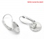 Image de Boucles d'Oreilles Clips Supports à Cabochons en Laiton Forme Rond Argent Mat (Cabochon Rapportable 12mm Dia.) 25mm x 13mm, Epaisseur de Fil: (19 gauge), 50 Pcs                                                                                              