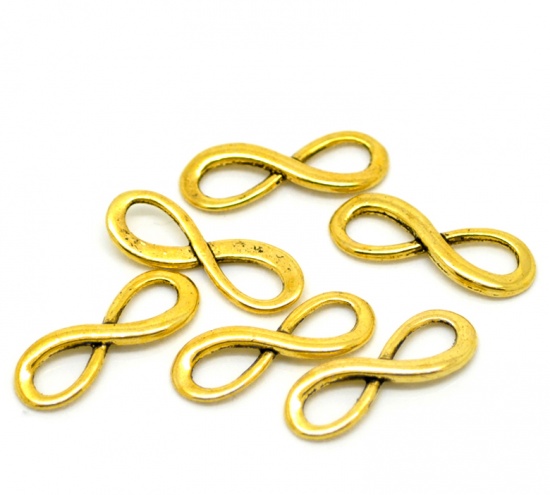 Immagine di Lega di Zinco Connettore Simbolo di Infinito Oro Antico 23mm x 8mm, 30 Pz
