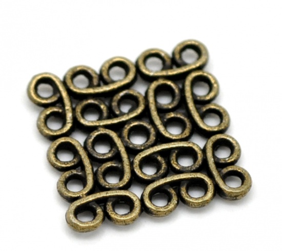 Picture of 50PCs Antique Bronze Square Filigree Stamping Connectors 15x15mm