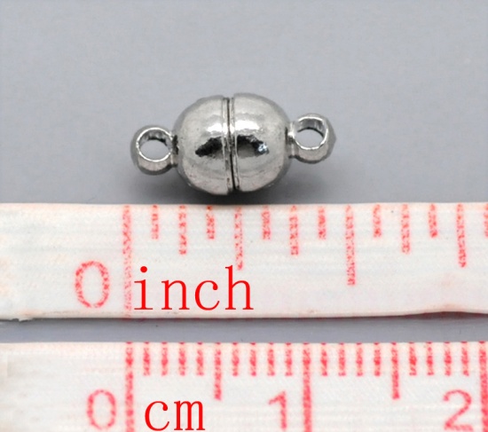 Immagine di Magnete Chiusura Magnetica Mezzo Tondo Tono Argento 12mm x 6mm - 11mm x 5mm, 10 Set