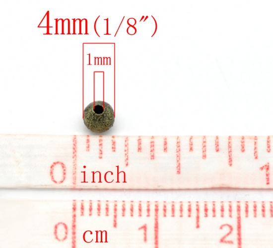 Picture of Brass Spacer Beads Ball Antique Bronze Sparkledust About 4mm( 1/8") Dia, Hole: Approx 1mm, 200 PCs