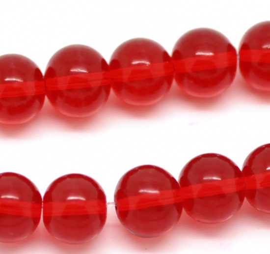Picture of 1 Strand Red Round Glass Loose Beads 8mm