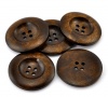 Picture of Wood Sewing Buttons Scrapbooking 4 Holes Round Dark Coffee 3.5cm(1 3/8") Dia, 20 PCs