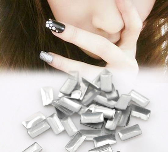 Bild von Aluminium Metallisch Nagel-Kunst Nagel-Dekoration Nieten zum Kleben Rechteck Aluminium Farbe 4mmx2mm, 1000 Stück