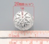 Imagen de Cuentas Espaciador Aleación de Bola,Chapado en plata Hueco 20mm Diámetro, Agujero: acerca de 1mm, 30 Unidades