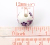 Изображение Бусина из Керамики 12мм с узором "Цветы" Круглая Фиолетовая, 2.6mm 30 шт/уп
