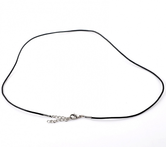 Bild von Rindleder Schnur Halskette Schwarz 46.5cm lang, 20 Streifen