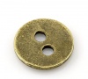 Bild von Zinklegierung Metall Knöpfe zum Aufnähen Rund Bronzefarbe 2 Löcher 11mm D 100 Stück