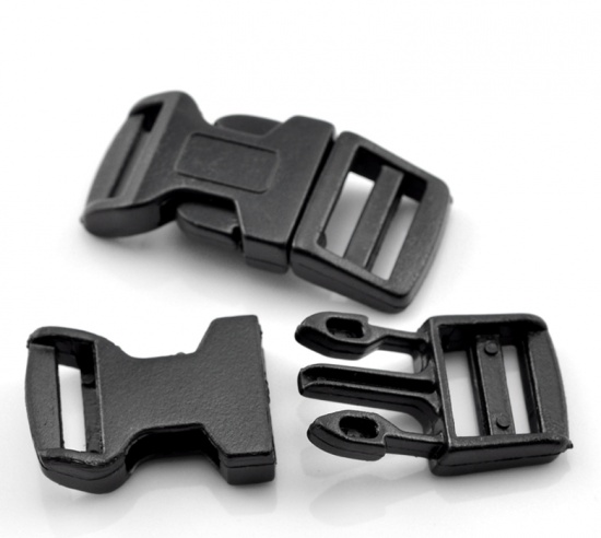 ABS サバイバルブレスレット用シャックル 不規則 黒 4.6cm x 2.1cm、 50 セット の画像