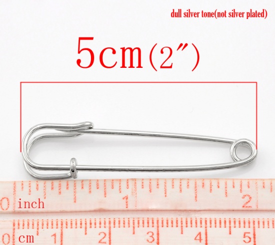 Picture of 20PCs Silver Tone Safety Pins Brooches 5x1.3cm(2"x4/8")
