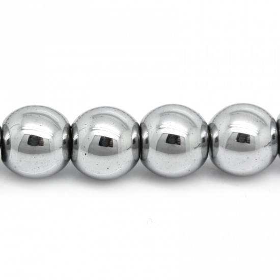 Picture of Hematite Beads Round Color Plated About 6mm Dia, Hole: Approx 1.5mm, 43cm(16 7/8") long, 2 Strands (Approx 70 PCs/Strand)