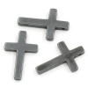 Picture of Hematine (Manmade) Easter Pendants Cross Religion Gunmetal 35mm x 24mm(1 3/8" x1") - 33mm x 21mm(1 2/8" x 7/8"), 20 PCs