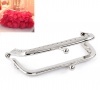 Picture of Iron Based Alloy Kiss Clasp Lock Purse Frame Rectangle Silver Tone Ball 8.9x5.2cm(3 4/8"x2"), Open Size: 9.7x8.9cm(3 7/8"x3 4/8"), 5 PCs