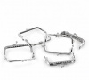 Picture of Iron Based Alloy Kiss Clasp Lock Purse Frame Rectangle Silver Tone Ball 8.9x5.2cm(3 4/8"x2"), Open Size: 9.7x8.9cm(3 7/8"x3 4/8"), 5 PCs