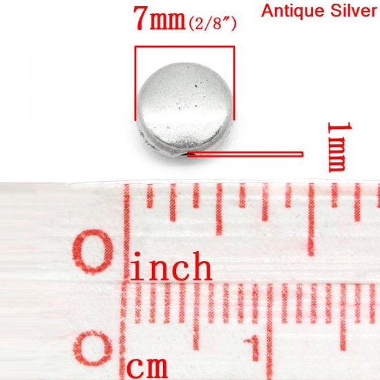 Изображение Бусина Античное Серебро Плоская Круглая 7мм, 100 шт/уп