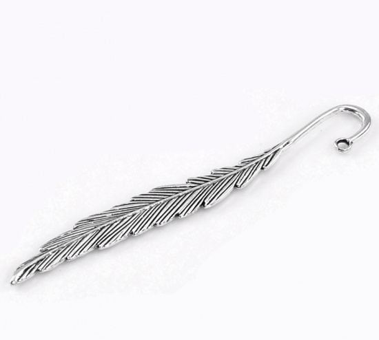 Picture of Zinc Based Alloy Bookmark Feather Antique Silver Color 11.7cm(4 5/8"), 5 PCs