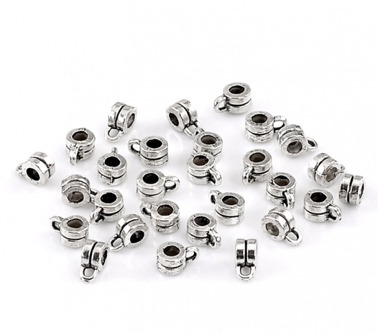 Picture of Bail Beads Antique Silver Color 9x6mm,100PCs