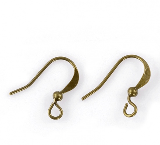 Bild von Eisen(Legierung) Ohrringe Ohrhaken Bronzefarbe 16mm x 12mm, Drahtstärke: (21 gauge), 500 Stück