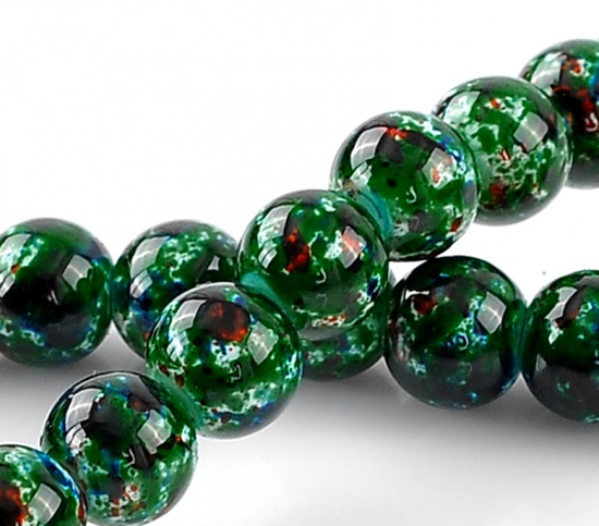 Image de 5 Enfilades Perles rondes vertes foncées transparentes(80cm long/enfilade,105pcs/enfilade)