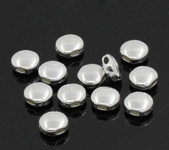 Picture of Spacer Beads Flat Round Silver Plated 14x12mm,20PCs