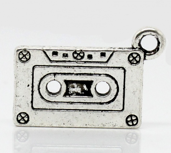 Picture of Charm Pendants Cassette Tape Antique Silver Color 27x13mm,20PCs