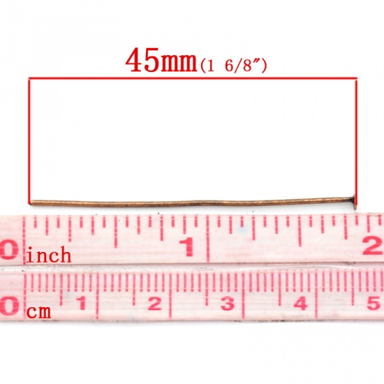 Picture of Iron Based Alloy Head Pins Antique Copper 4.5cm(1 6/8") long, 0.7mm (21 gauge), 350 PCs