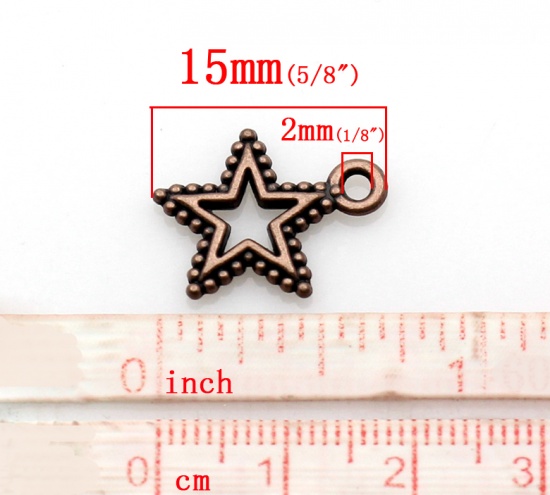 Picture of Charm Pendants Star Antique Copper 15x18mm,50PCs 