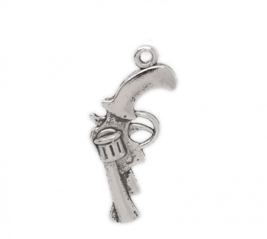 Image de 50Pcs Pendentifs forme Pistolet Argent vieilli, 30x12mm