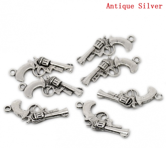 Image de 50Pcs Pendentifs forme Pistolet Argent vieilli, 30x12mm