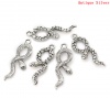 Immagine di Lega di Zinco Charm Ciondoli Serpente Argento Antico Nulla Disegno 3.5cm x 11.0mm, 20 Pz