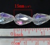 クリスタルガラスビーズ 滴 白 ABカラー 透明 ファセット・カット 約 15mm x 10mm、 穴：約 1.5mm、 75cm長さ、 1 連 （約 50PCS /一連） の画像