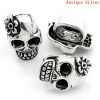 Picture of Zinc Based Alloy Day Of The Dead Slider Beads Sugar Skull Antique Silver Color Flower Carved About 20mm x 13mm, Hole:Approx 10mm x 7mm, 10 PCs