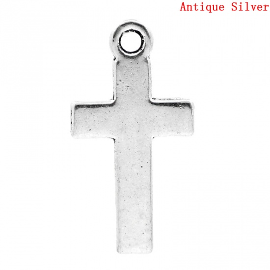Picture of Zinc Based Alloy Easter Charms Cross Antique Silver 25x13mm(1"x4/8"), 50 PCs
