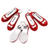 Picture of Zinc Based Alloy Charms Shoes Silver Tone Bowknot Carved Red Enamel 19mm( 6/8") x 14mm( 4/8"), 10 PCs