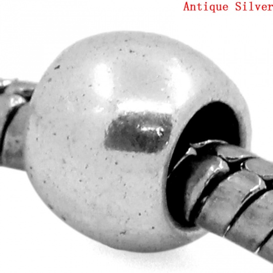 Picture of Zinc Based Alloy Spacer Beads Drum Antique Silver Color About 7mm x 6mm, Hole:Approx 4mm, 100 PCs