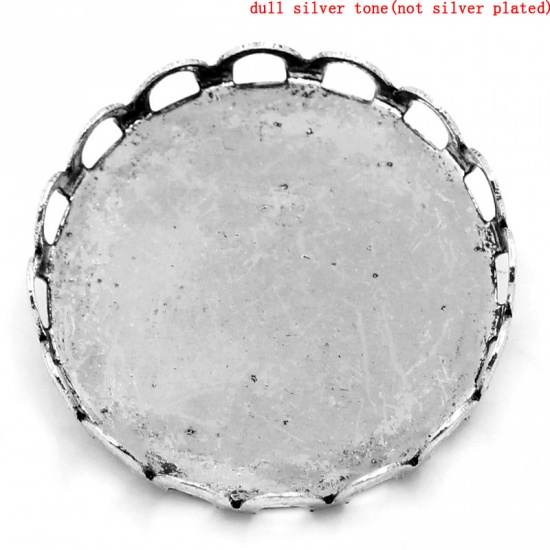 Immagine di Lega di Ferro Spilla Accessori Tondo Argento Antico Basi per Cabochon Addetti 25mm-26mm 27mm Dia, 20 Pz