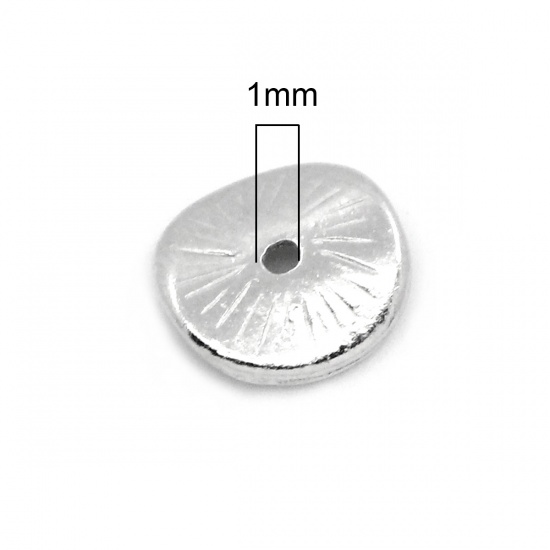 Immagine di Lega di Zinco Separatori Perline Tondo Tono Argento Nulla Disegno Circa 10mm x 9mm - 9mm x 8mm, Foro:Circa 1mm, 100 Pz