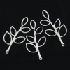 Picture of Charm Pendants Leaf Silver Plated Hollow 3.8x1.9cm,30PCs