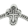 Picture of Zinc Metal Alloy European Style Large Hole Charm Beads Cross Antique Silver 14x11mm, Hole: Approx 4.8mm, 20 PCs