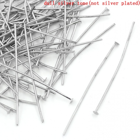Picture of Iron Based Alloy Head Pins Silver Tone 4.1cm(1 5/8") long, 0.7mm (21 gauge), 500 PCs