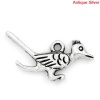 Picture of Zinc Metal Alloy Charm Pendants Bird Animal Antique Silver 28mm x 14mm(1 1/8"x 4/8"), 50 PCs